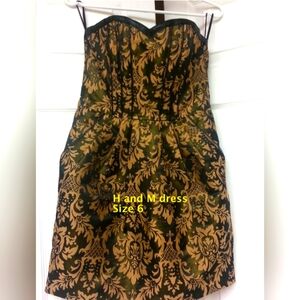 H&M party / holiday dress black and gold